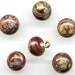 Vintage Millefiori Beads / Buttons 8mm Dk Red Glass - Aventurine Swirls - Japan
