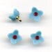 Vintage Blue Flower Button Beads with Red Crystal Centers - Matte Finish