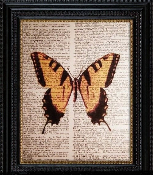 Golden Yellow Butterfly--Vintage Dictionary Art Print---Fits 8x10 Mat or Frame
