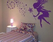 Whimsy Fairy with her Magic Wand and Stars - Wall Decals - Your Choice of Color