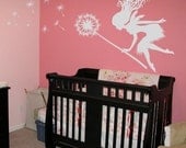Whimsy Fairy and Blowing Dandelion - Wall Decals - Your Choice of Color