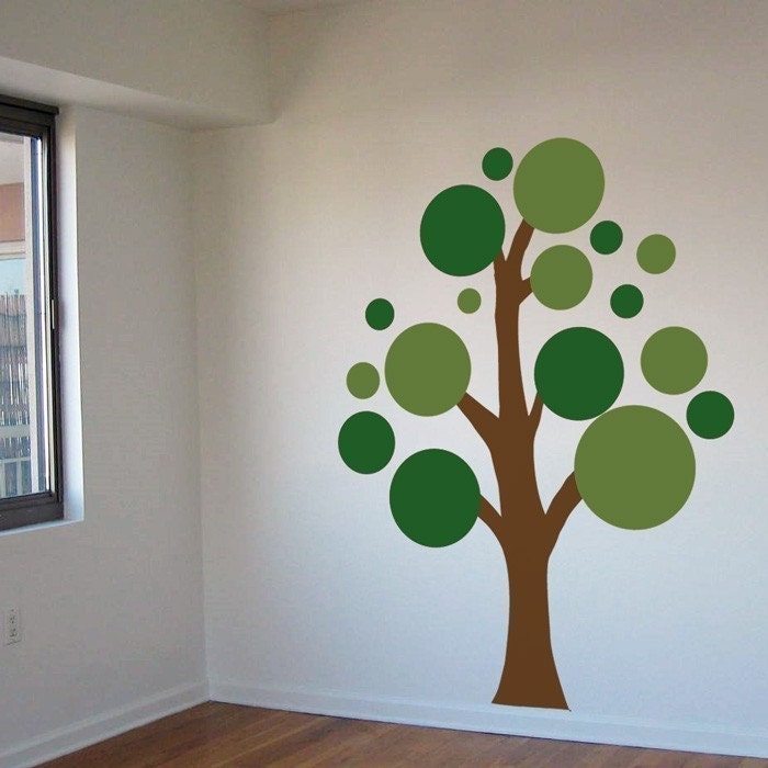 Lots of Circles Tree - Various Colors - Vinyl Wall Decals - Your Choice of Colors - 