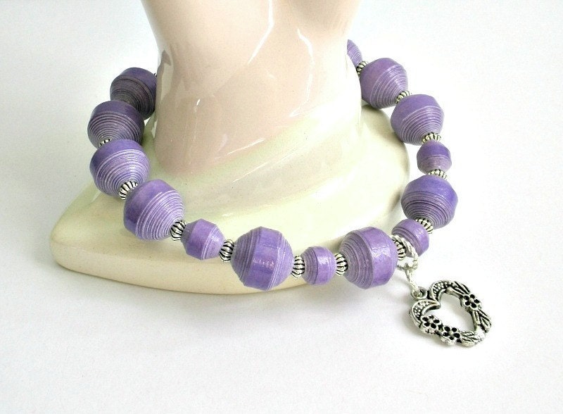 Lavender (Purple) PAPER BEAD Bracelet - custom sizing, shipping included