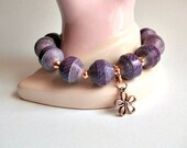 REDUCED - Stylish Purple Paper Bead Bracelet - custom sizing, shipping included