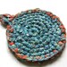 eco trivet\/pot holder in Robins Egg with recycled fabric
