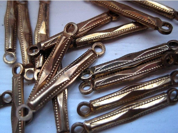 Vintage Links - Antique Watch Chain - Gold Washed