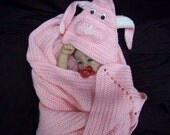 Crochet Pink Bunny Baby Blanket/ Made to Order