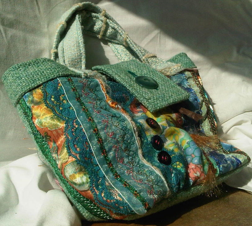 Upcycled OOAK Handbag in Sea Dawn