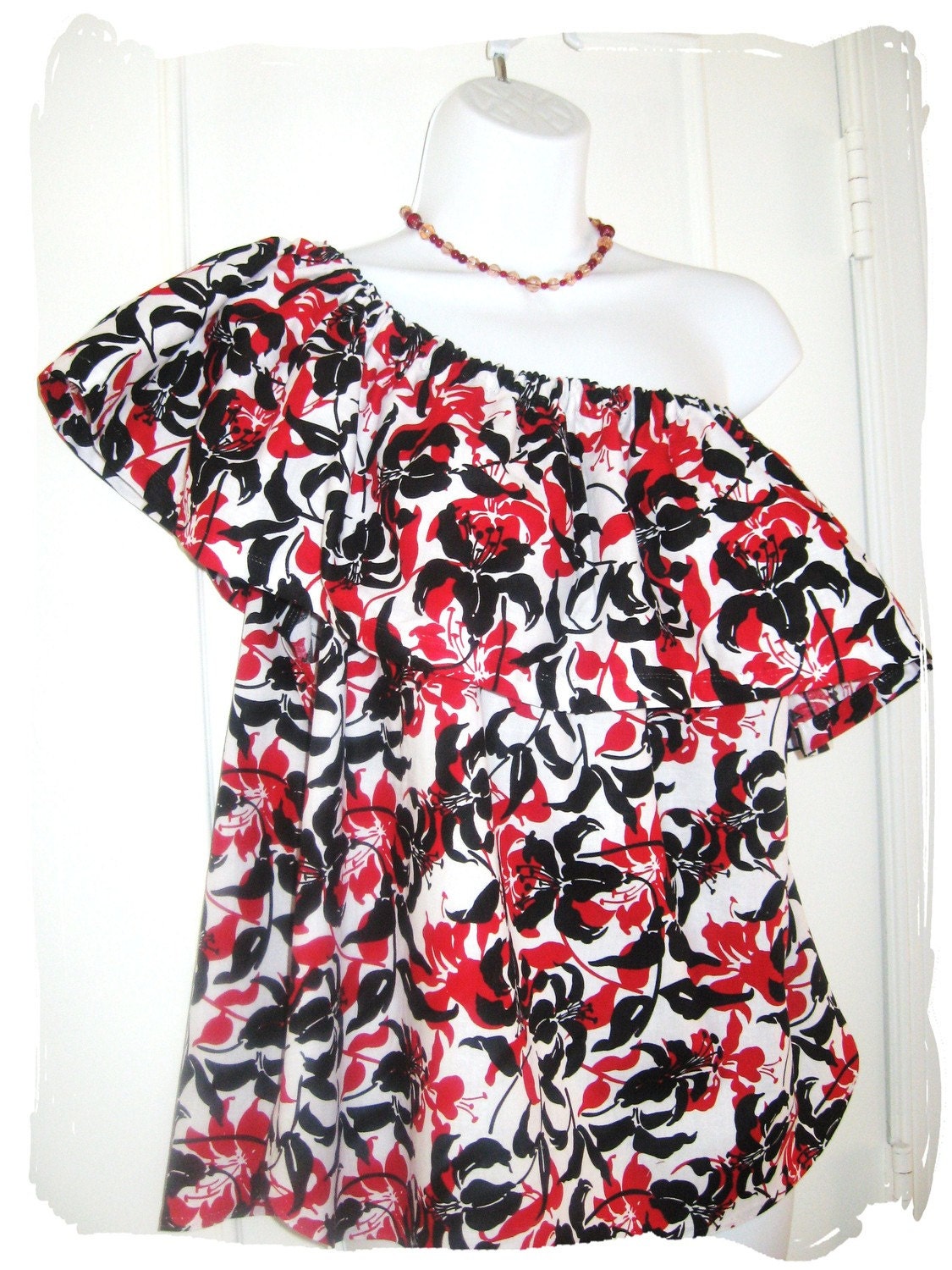 Black Lily Peasant Blouse