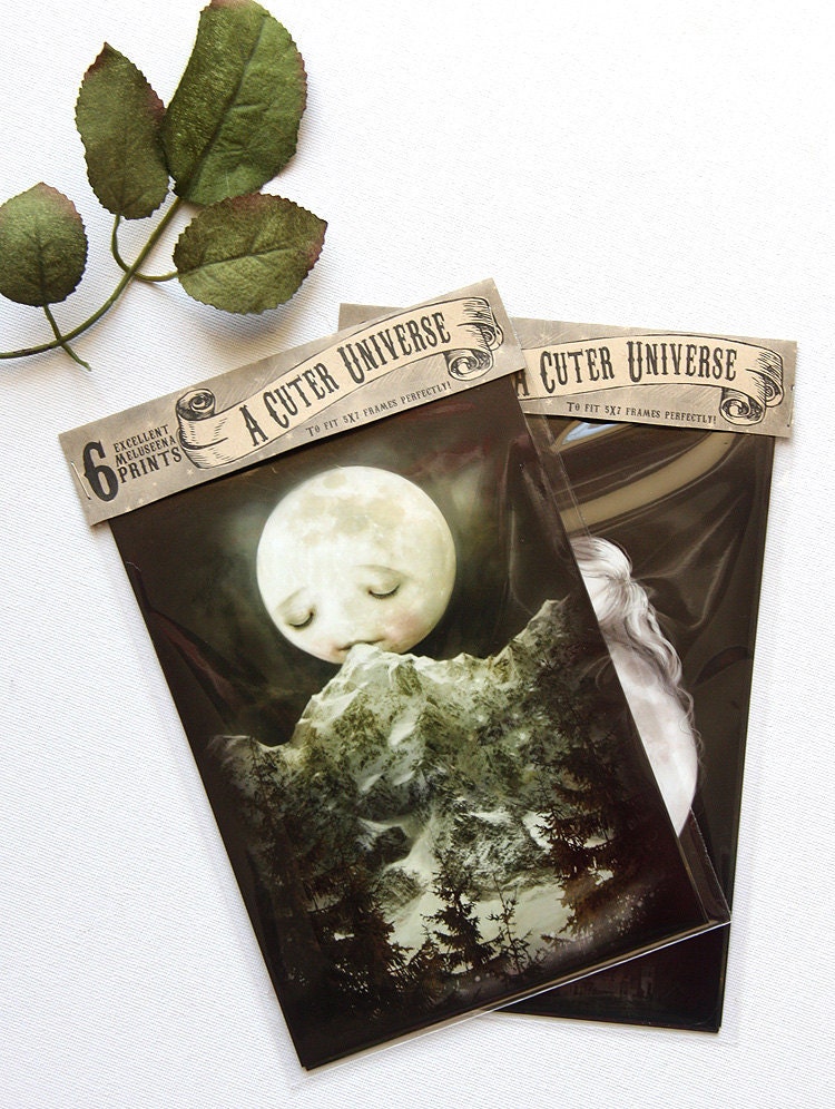 Cuter Universe SIX PRINT Set - 5X7 Moon images by Meluseena