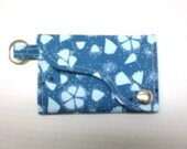 Tri-fold Credit Card / Business Card Holder/ Keyfob  made w/ Designer fabric Innocent Crush Maybe in Indigo