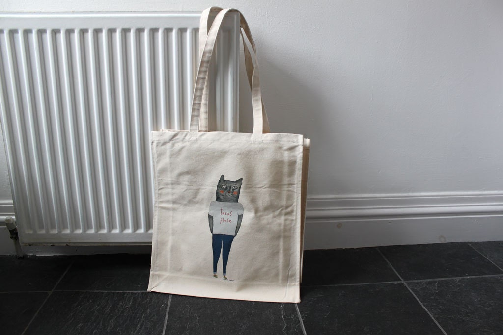 Taco Kitty canvas tote bag