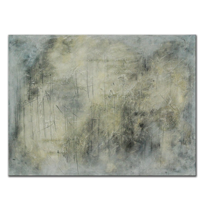Large Mixed Media Black and White Abstract Original Painting by Andrada - 40x30