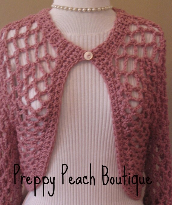 Items similar to Sweater Shrug, Ladies Sweater, Dusty Rose Mauve Easy Fit Any Size Any Color