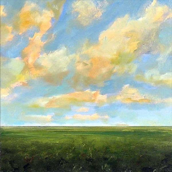 Original Oil Painting Custom Modern Abstract Sky Cloud Field LANDSCAPE ART by J Shears