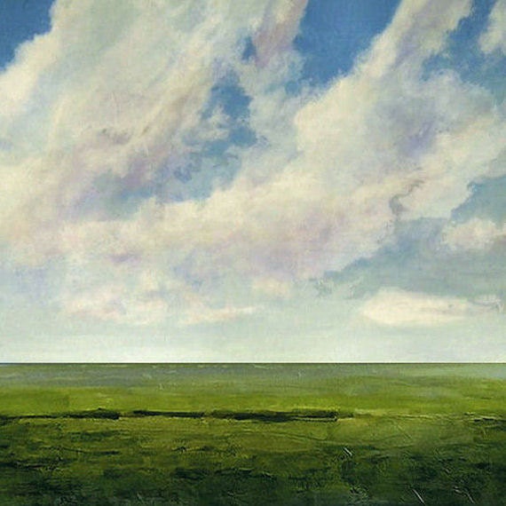 Original Oil Painting 30x30 Custom Modern Abstract Sky Cloud Field LANDSCAPE ART by J Shears