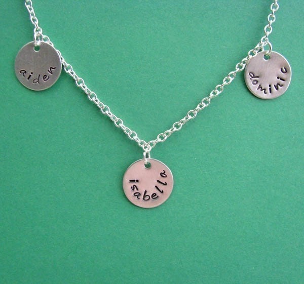 custom silver 3 charm necklace