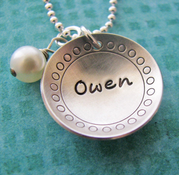 custom dottie name necklace - hand stamped silver