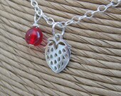 sterling silver strawberry charm necklace