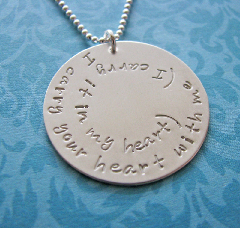 I carry your heart with me necklace - e.e. cummings poem - made to order