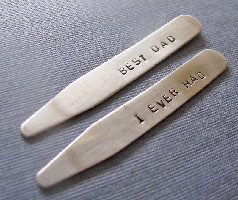 custom shirt collar stays - hand stamped stainless steel