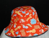 Children's Cotton Sun Hat Animal Print Size 6 Months Reversible