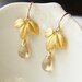 Gold Leaf Trio, Smokey Quartz Earrings - Perfect Birthday Gift or Bridesmaids Gift