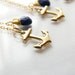 GOLD FILLED Bridesmaids Gift Set of four Gold Anchor Pendant Necklaces - Blue Lapis Lazuli with 14k gold fill Anchor Charm