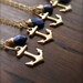 GOLD FILLED Bridesmaids Gift Set of four Gold Anchor Pendant Necklaces - Blue Lapis Lazuli with 14k gold fill Anchor Charm