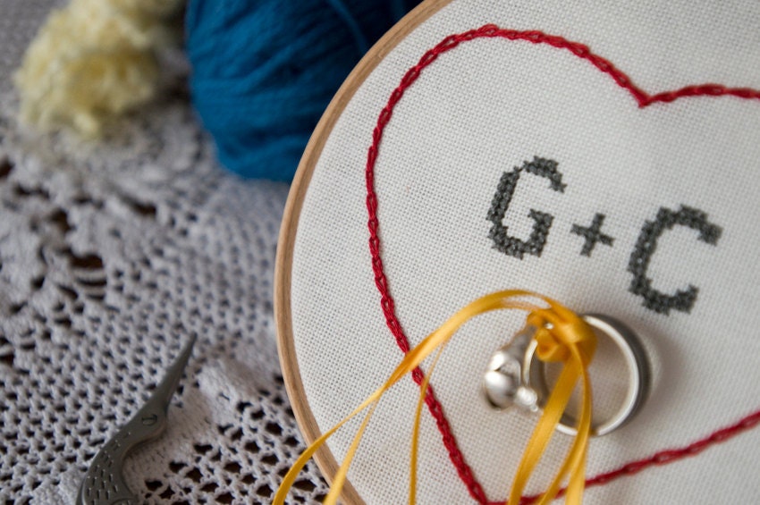 Ring pillow - Initial and heart