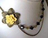 Fleur D'Ivoire Flower Double Strands Statement Necklace - The Art Nouveau Series