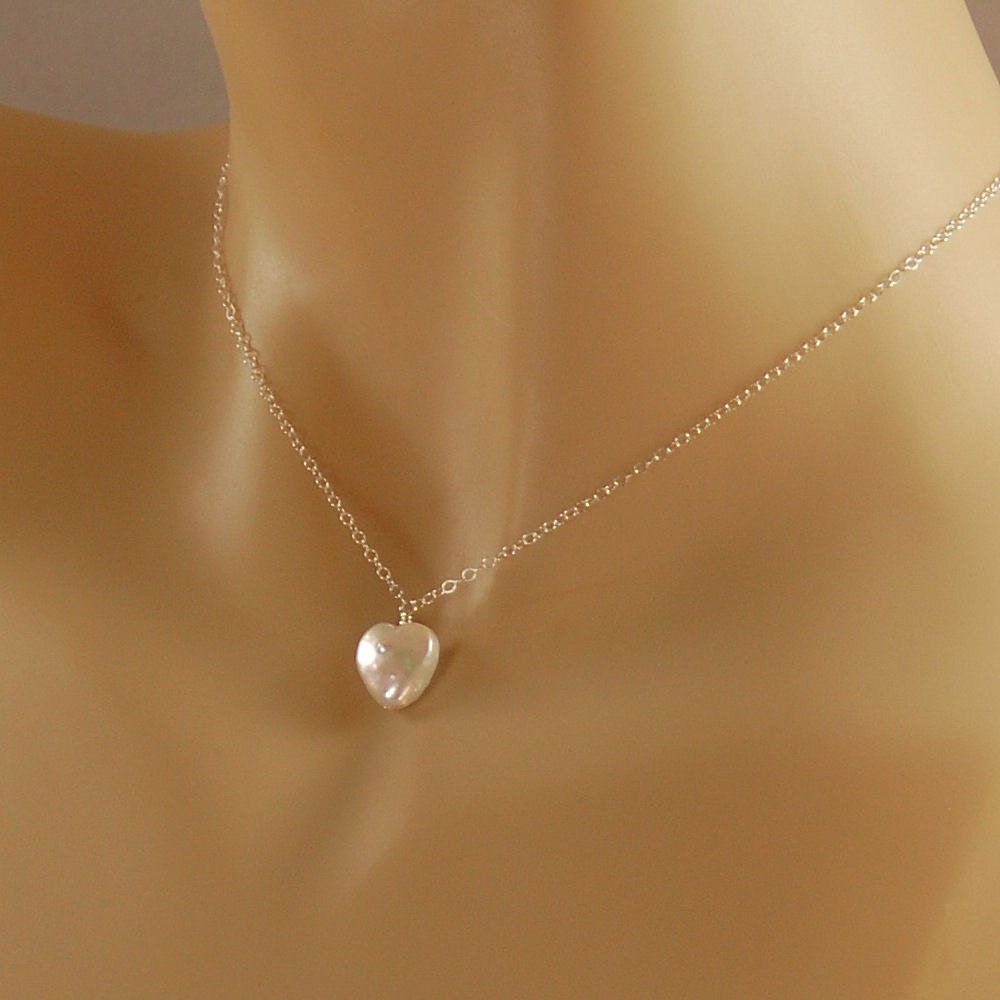 Flower Girl Jewelry - Necklace with Heart Pearl - Sterling Silver necklace for Child, Girl, Junior Bridesmaid - The Pure Heart Necklace