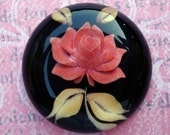 24mm Round Coral Rose Resin Flat Back Cab (1 piece)