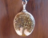 Lampwork Tree Bead Pendant hung on Cotton Cord with Two Sliding Knots.