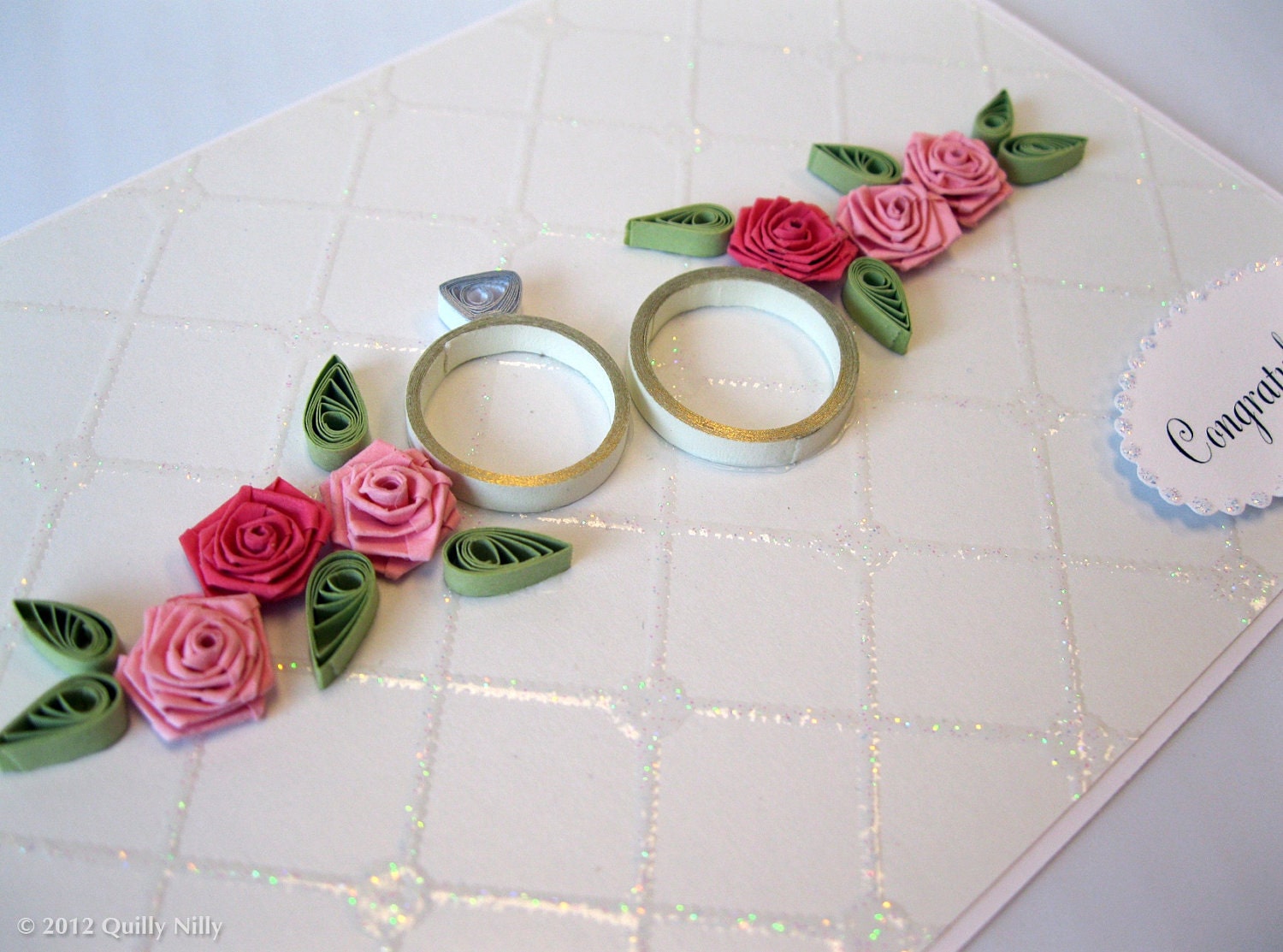 Paper Quilled Wedding, Anniversary Rings Card