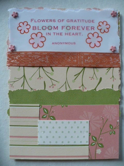 Log Cabin Quilt Greeting Card Peaches and Greens