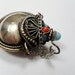 Tribal Focal Metal Pendant, Corked Stopped Bottle,Inlaid with red and Turquoise, 38x28mm. PKG OF 1