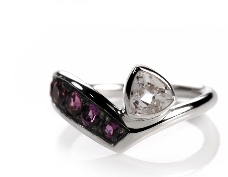 trace- sterling silver ring with amethyst and topaz