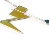 pendulum- sterling silver pendant with enamel and turquoise