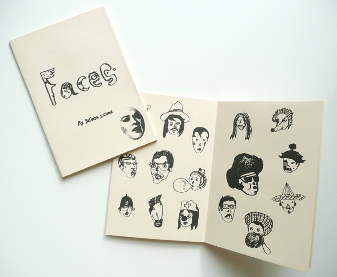 Hand printed zine- FACES (handmade zine)