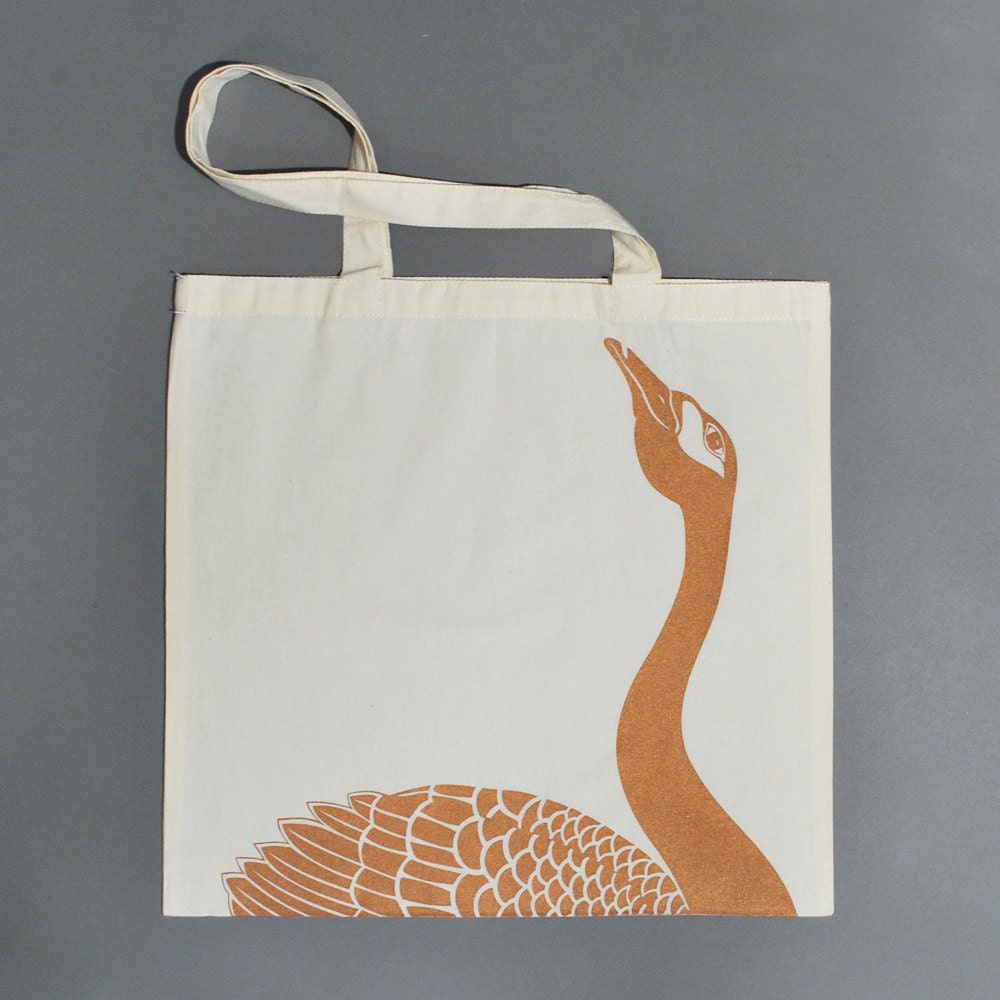 Organic Cotton Book Tote -  Copper Swan