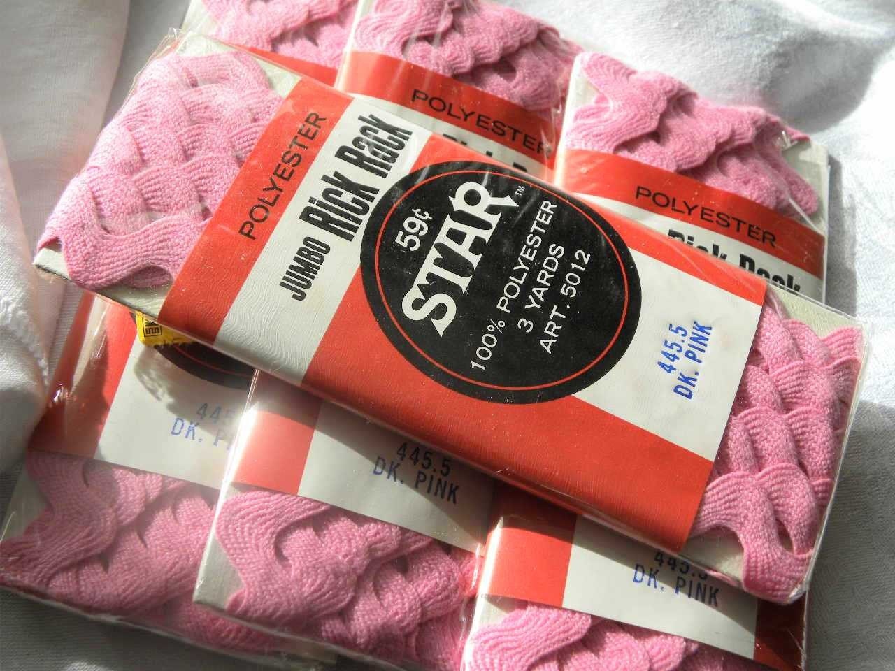 4 PACKS  Pink JUMBO Rick Rack TRIM 1950s