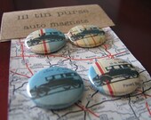 OOAK  Four Model A Ford magnets printed on vintage Shell Oil California map No. 1  READY to SHIP