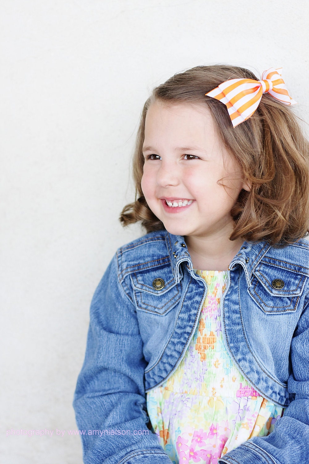 Orange with White Stripe. Summer Sweets Barbecue Bow.