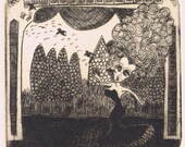 The Little Sparrow, drypoint engraving