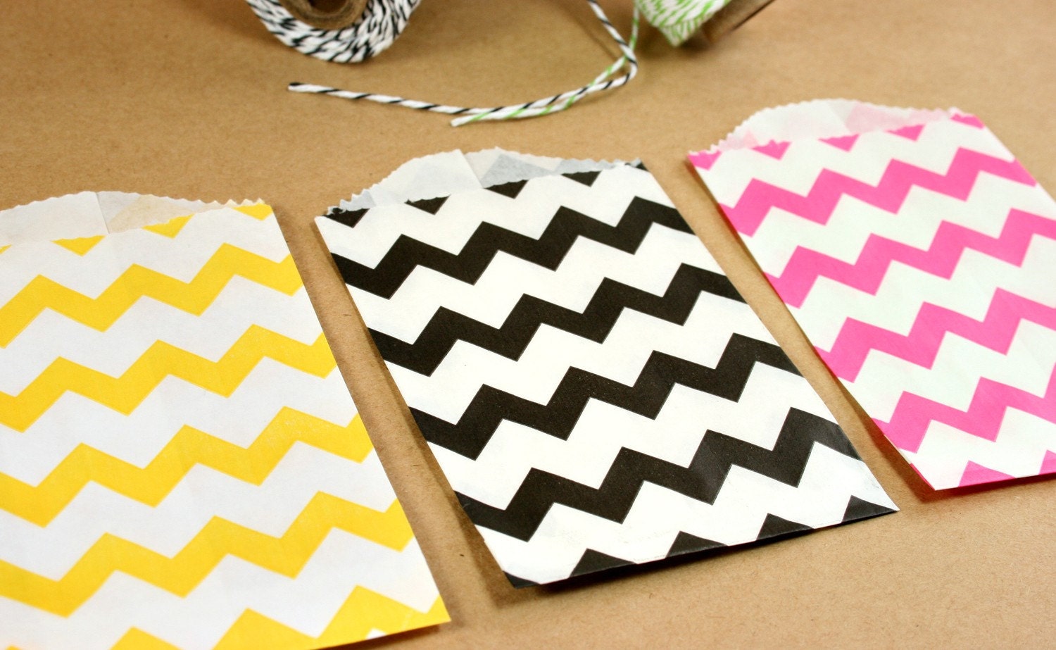 Black Chevron Striped little Bitty Bags - set of 20 - food safe - favors, treats, packaging