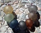 Hollow Lampwork Beads set Etched Smoke (7 beads)