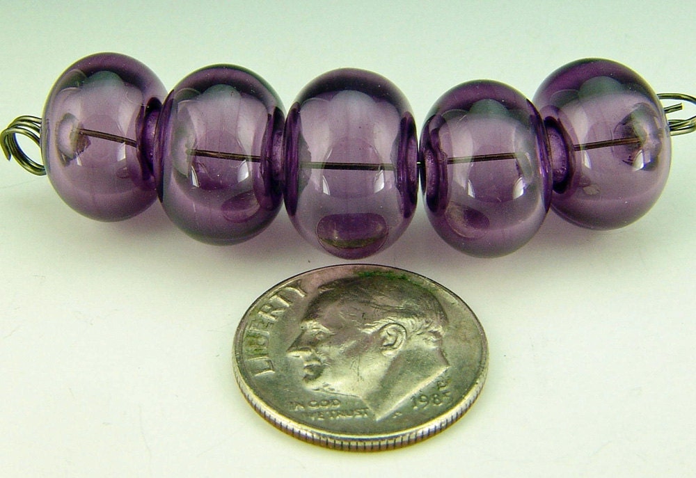 Hollow Lampwork Bead set Grape (set of 5)