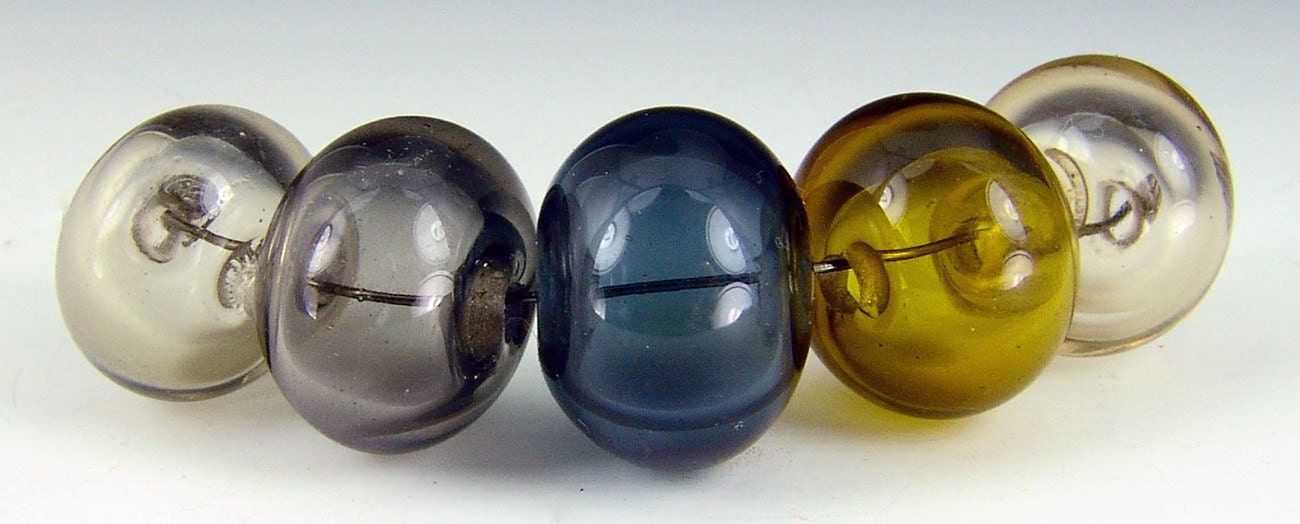 Lampwork Bead set "Utah" 5 hollow beads, earth tones