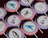 Mary Poppins Jolly Holiday Birthday Party Cupcake Toppers: Jolly Holiday Cupcake Flags set of 12 by Belleza e Luce